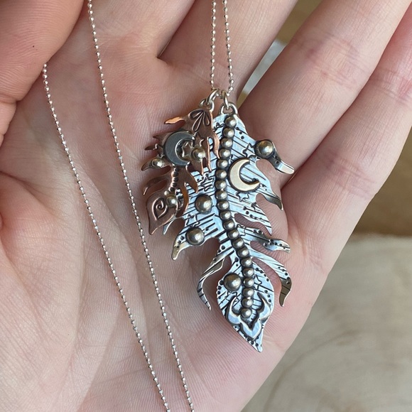 willow raven adornments Jewelry - Moon dust feather necklace